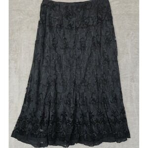 Y2K Whimsigoth Witchy Black Lace Maxi Skirt Sheer Dark Fairy Grunge